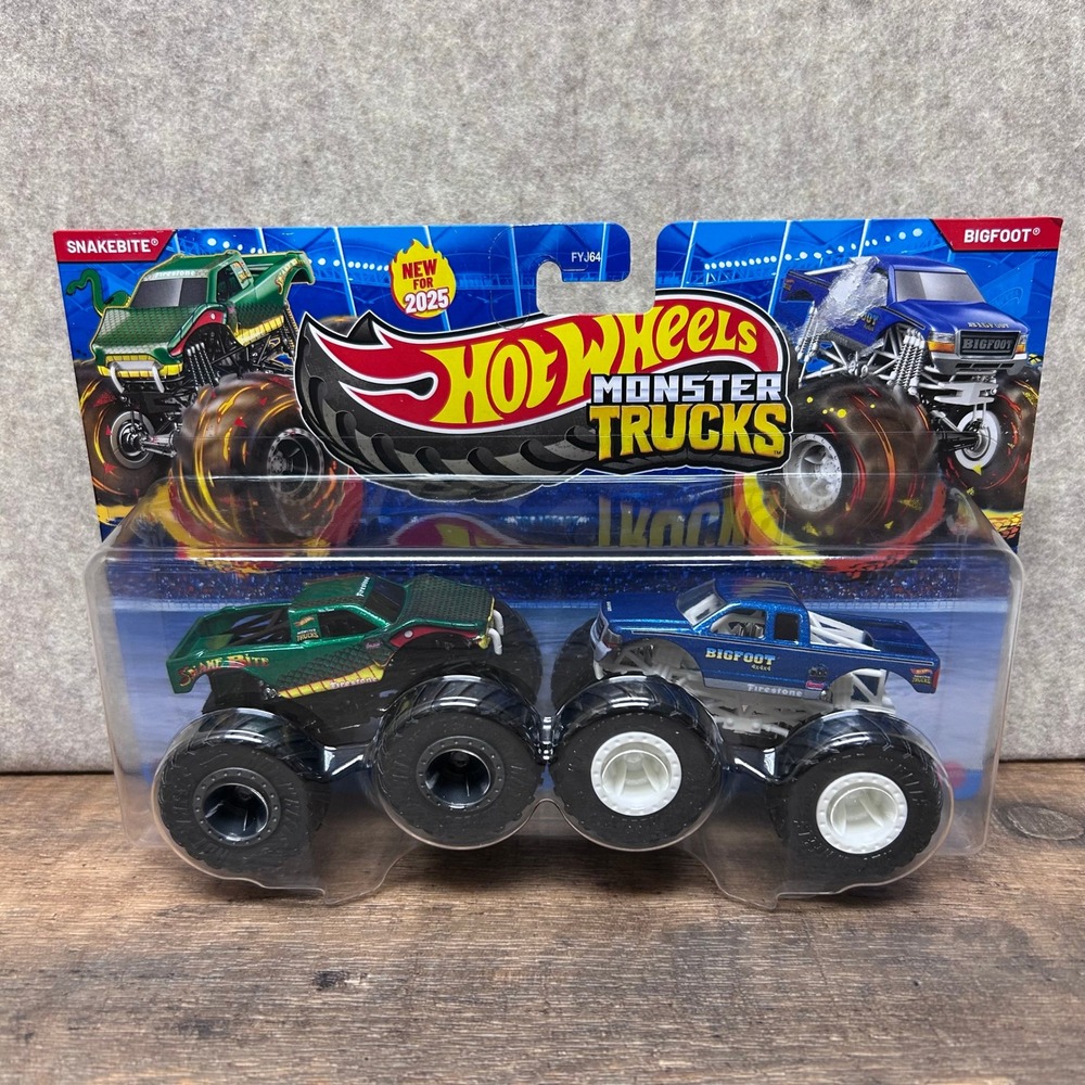 Hot Wheels Monster Trucks Demolition Doubles Snakebite Bigfoot 2 Pack NEW 2025